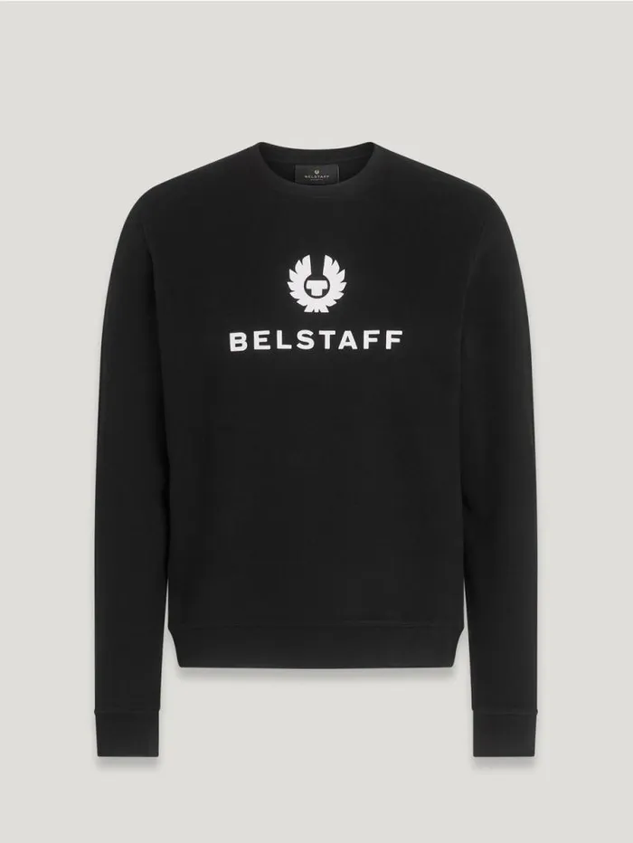 Hoodies and Sweatshirts Men Belstaff Belstaff Signature Crewneck Sweatshirt Black Off White