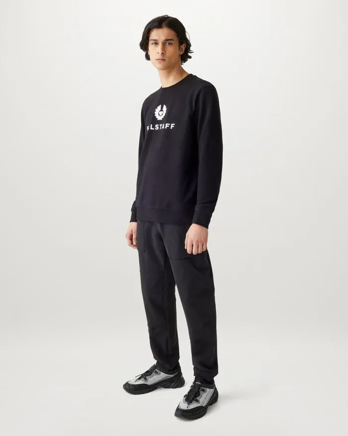Hoodies and Sweatshirts Men Belstaff Belstaff Signature Crewneck Sweatshirt Black Off White