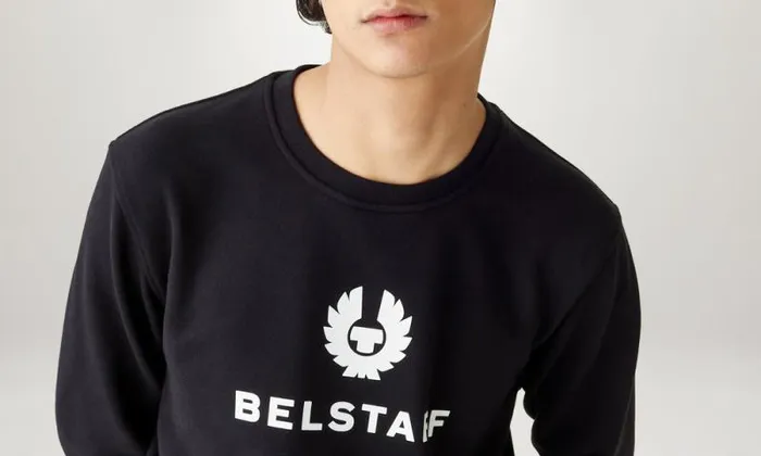 Hoodies and Sweatshirts Men Belstaff Belstaff Signature Crewneck Sweatshirt Black Off White