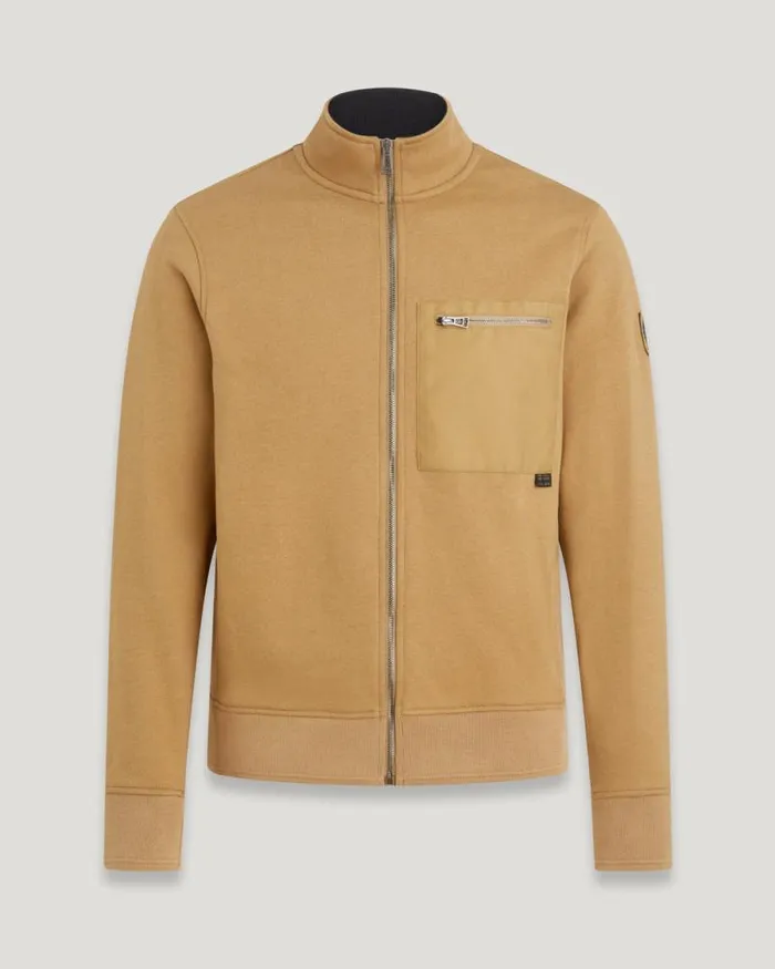 Hoodies and Sweatshirts Men Belstaff Centenary Full Zip Sweatshirt British Khaki