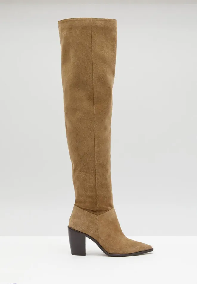 Hush Boots Women Elise Leather Over The Knee Boots Tan