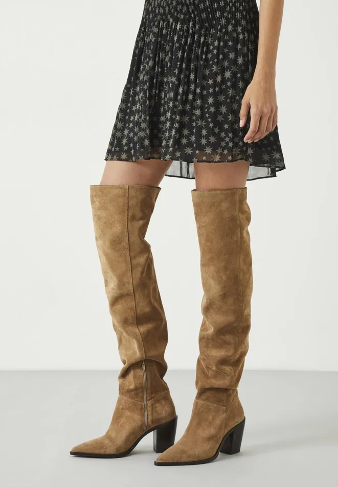 Hush Boots Women Elise Leather Over The Knee Boots Tan Hush Boots Women Elise Leather Over The Knee Boots Tan