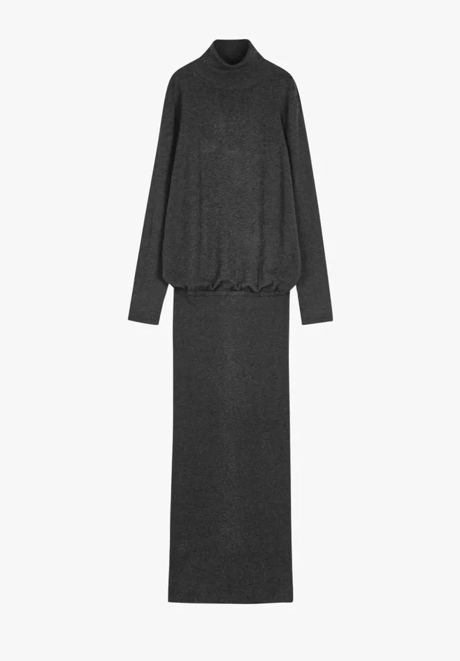 Hush Dresses Women Harper Roll Neck Midi Dress Charcoal Marl