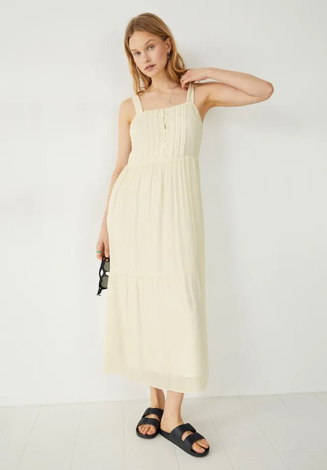 Hush Dresses Women Katrina Lace Midi Dress Ecru