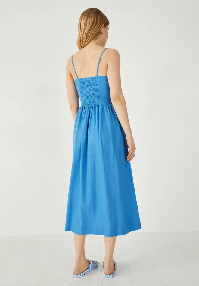 Hush Dresses Women May Linen Midi Dress Light Blue Hush Dresses Women May Linen Midi Dress Light Blue