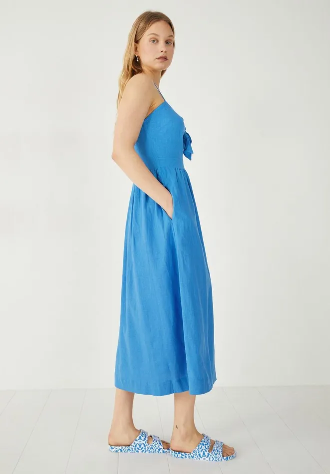Hush Dresses Women May Linen Midi Dress Light Blue Hush Dresses Women May Linen Midi Dress Light Blue