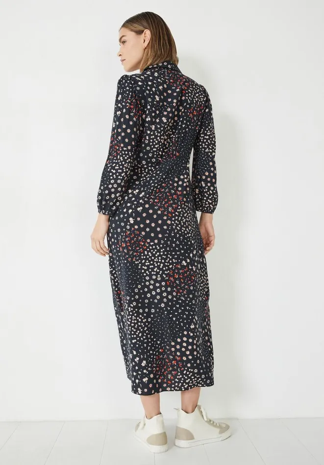 Hush Dresses Women Millie Midi Shirt Dress Floral Patchwork Navy