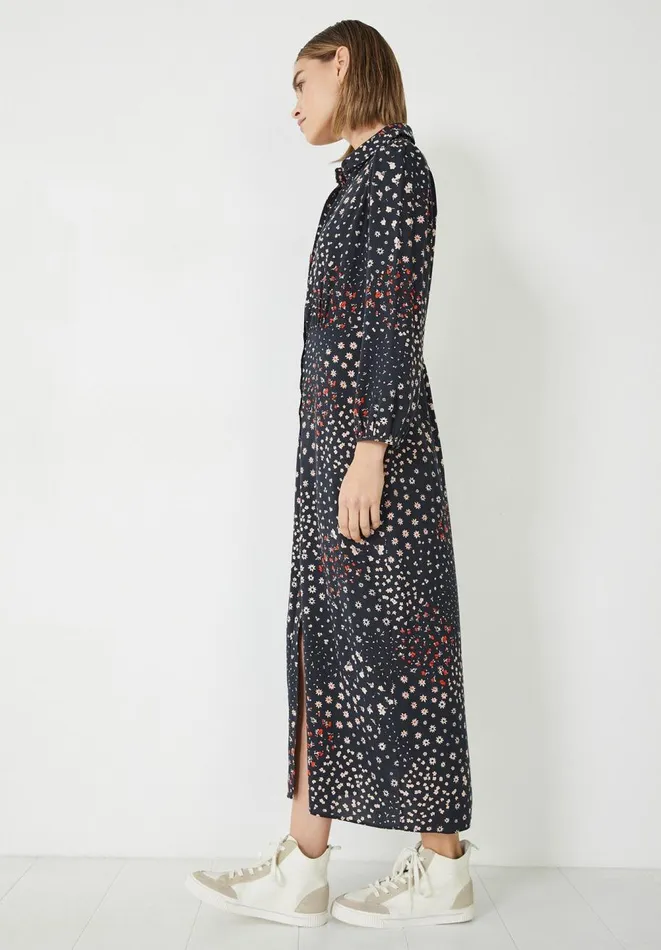 Hush Dresses Women Millie Midi Shirt Dress Floral Patchwork Navy
