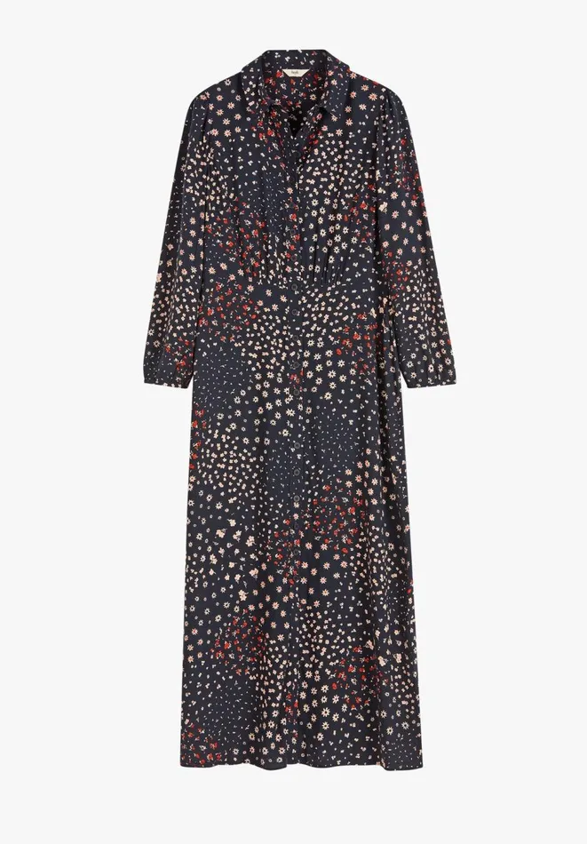 Hush Dresses Women Millie Midi Shirt Dress Floral Patchwork Navy
