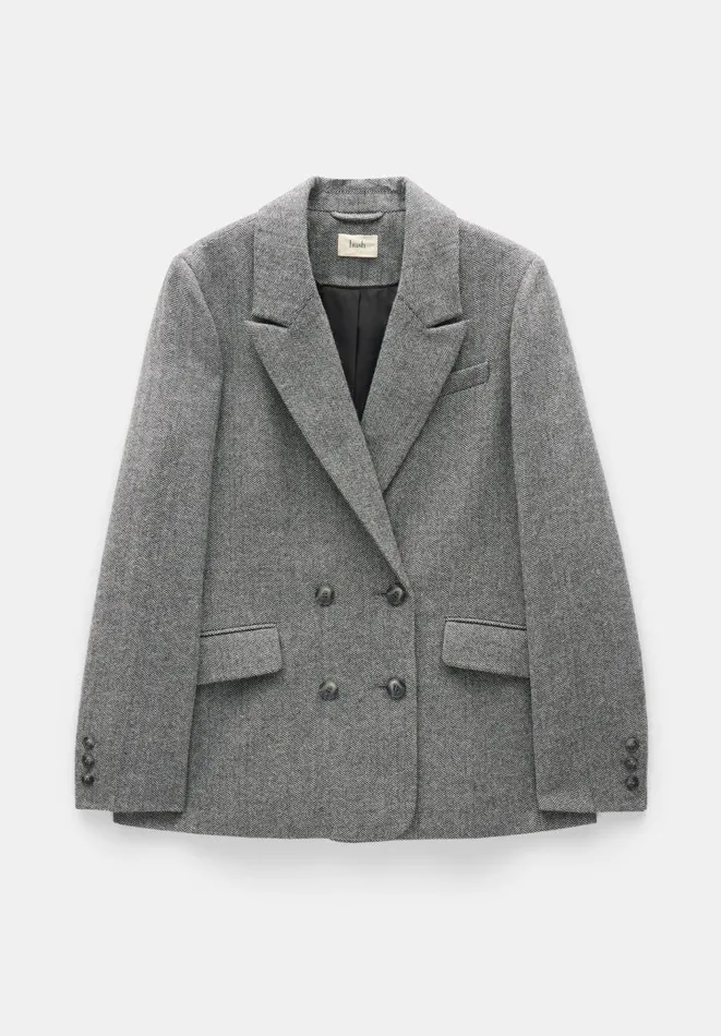 Hush Jackets and Coats Women Maeve Relaxed Wool Blend Herringbone Blazer Black Hush Jackets and Coats Women Maeve Relaxed Wool Blend Herringbone Blazer Black