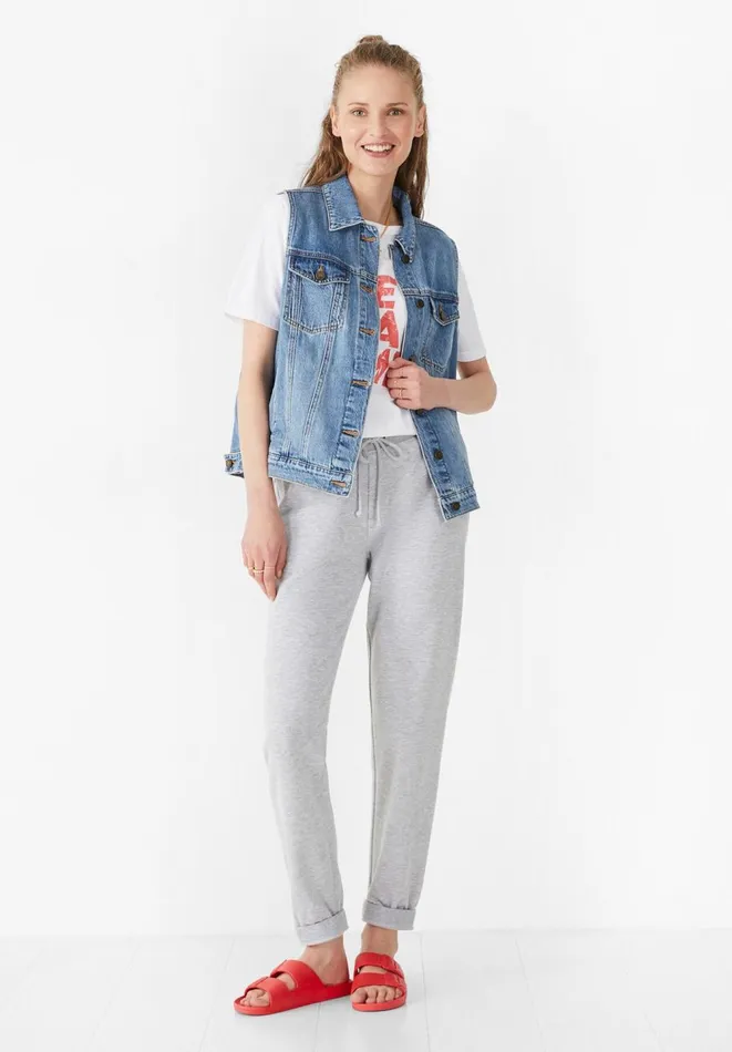 Hush Jackets and Coats Women Sleeveless Denim Jacket Light Blue Wash