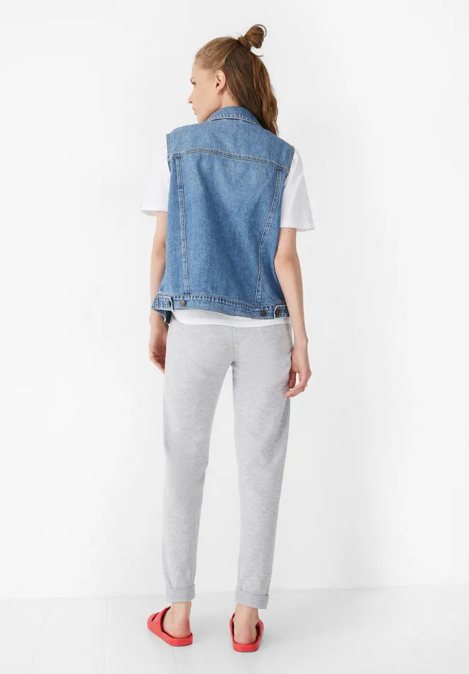 Hush Jackets and Coats Women Sleeveless Denim Jacket Light Blue Wash