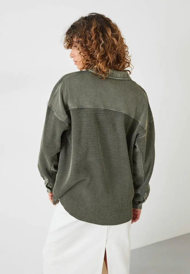 Hush Jackets and Coats Women Wanda Waffle Jersey Shacket Khaki