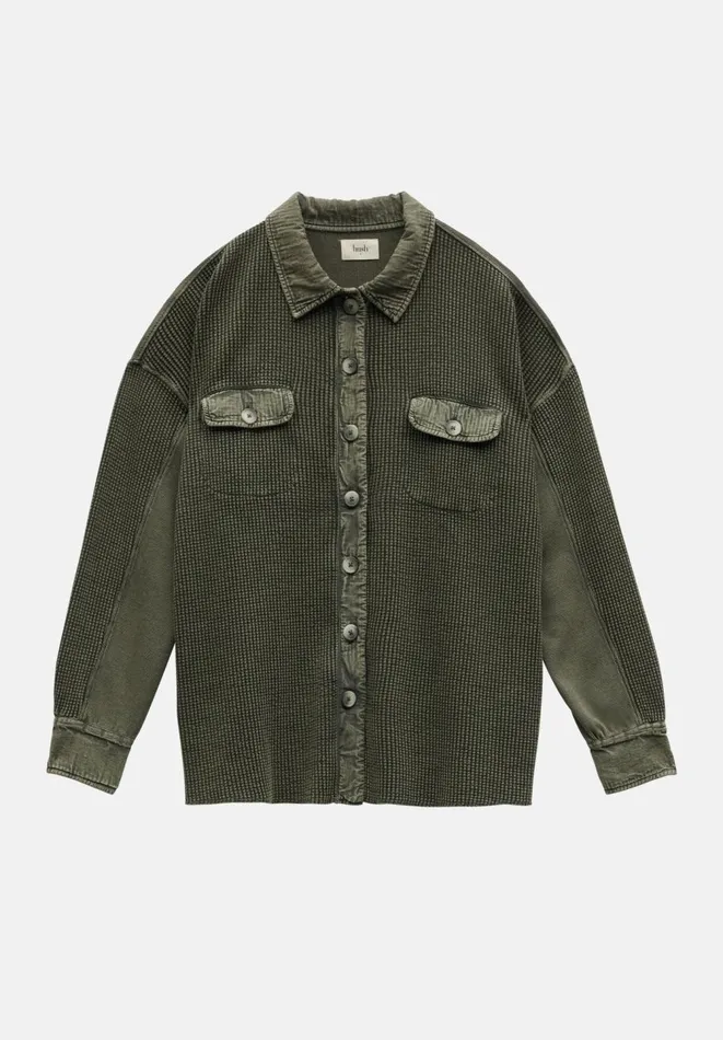 Hush Jackets and Coats Women Wanda Waffle Jersey Shacket Khaki