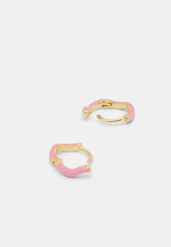 Hush Jewellery Women Fern Twist Enamel Huggie Earrings Pink