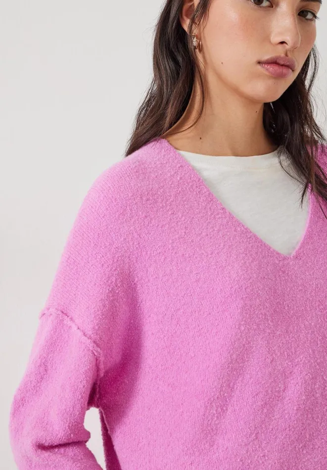 Hush Jumpers and Cardigans Women Carinda V Neck Knitted Jumper Bright Pink Hush Jumpers and Cardigans Women Carinda V Neck Knitted Jumper Bright Pink