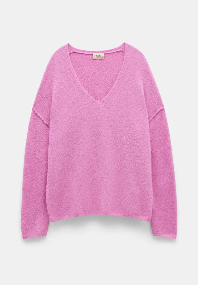 Hush Jumpers and Cardigans Women Carinda V Neck Knitted Jumper Bright Pink Hush Jumpers and Cardigans Women Carinda V Neck Knitted Jumper Bright Pink