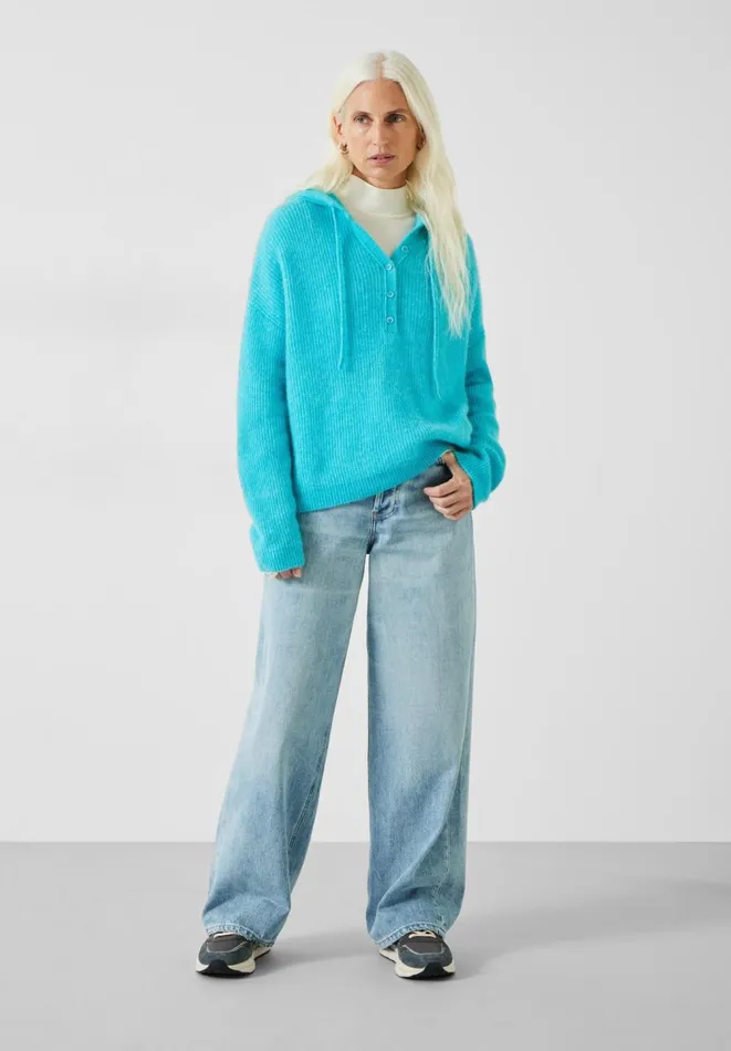 Hush Jumpers and Cardigans Women Halle Ribbed Wool Blend Hoodie Turquoise Blue Hush Jumpers and Cardigans Women Halle Ribbed Wool Blend Hoodie Turquoise Blue