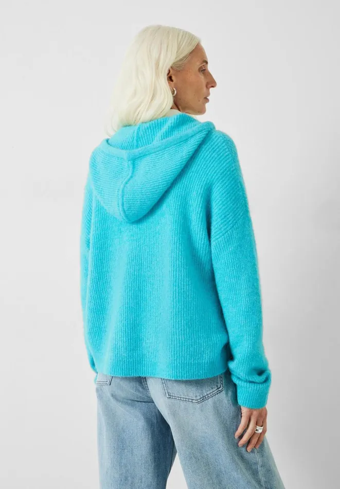 Hush Jumpers and Cardigans Women Halle Ribbed Wool Blend Hoodie Turquoise Blue Hush Jumpers and Cardigans Women Halle Ribbed Wool Blend Hoodie Turquoise Blue
