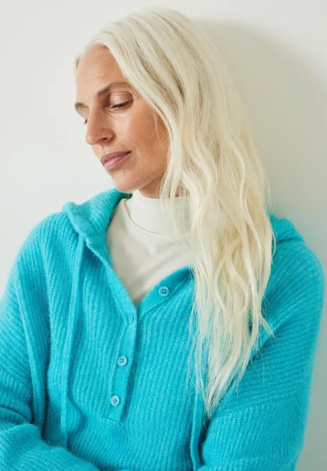 Hush Jumpers and Cardigans Women Halle Ribbed Wool Blend Hoodie Turquoise Blue Hush Jumpers and Cardigans Women Halle Ribbed Wool Blend Hoodie Turquoise Blue
