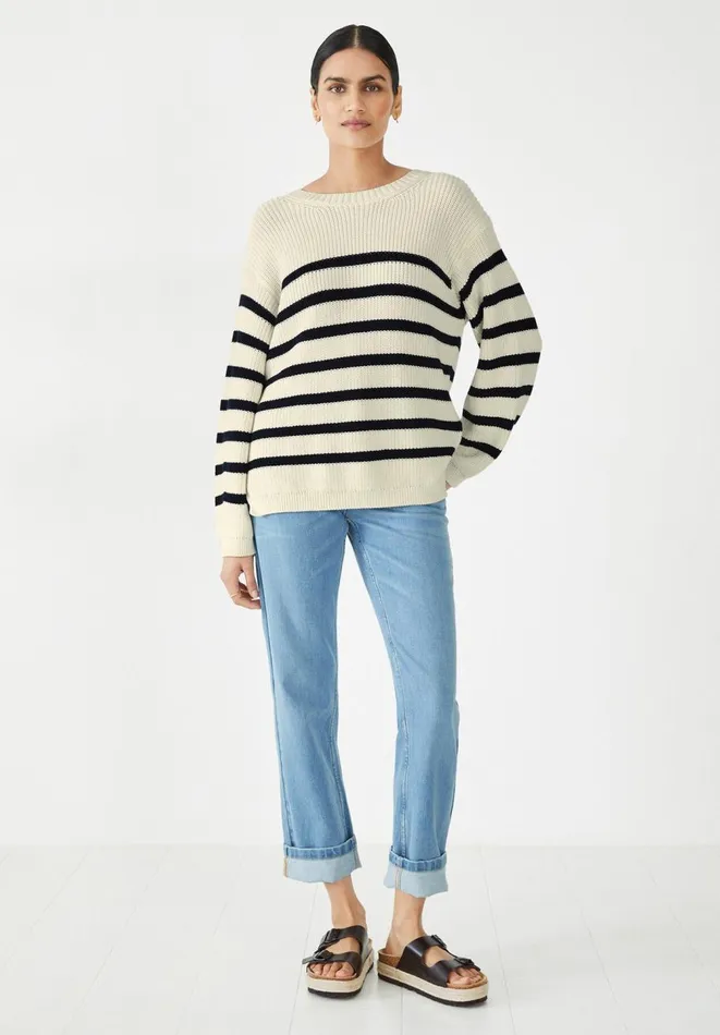 Hush Jumpers and Cardigans Women Kairi Striped Knitted Jumper Off White Navy Blue
