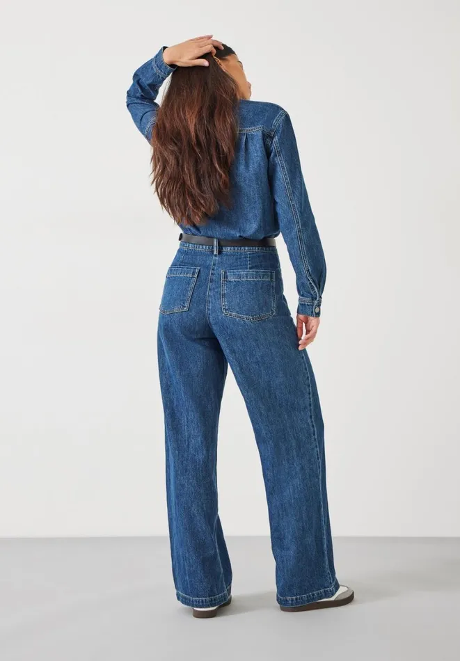 Hush Jumpsuits Women Evelyn Denim Relaxed Jumpsuit Mid Authentic Wash