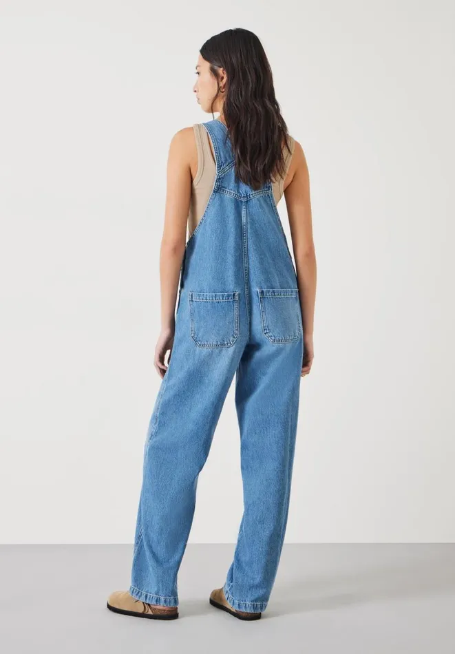 Hush Jumpsuits Women Maya Relaxed Straight Leg Dungarees Authentic Light Wash
