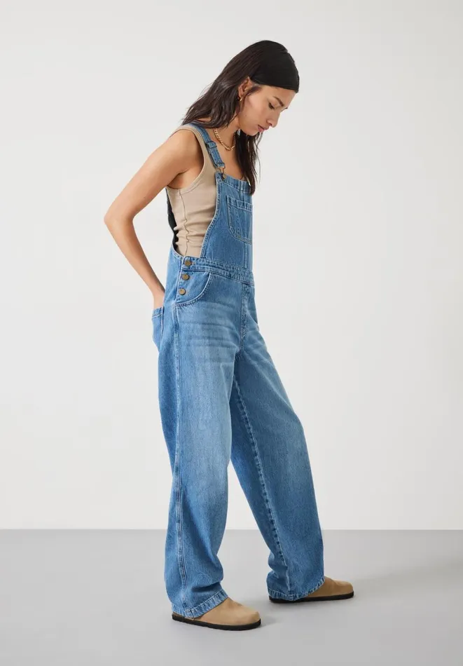 Hush Jumpsuits Women Maya Relaxed Straight Leg Dungarees Authentic Light Wash