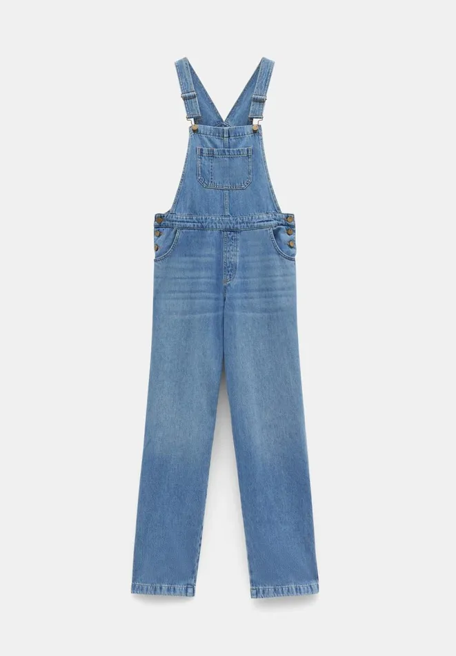Hush Jumpsuits Women Maya Relaxed Straight Leg Dungarees Authentic Light Wash