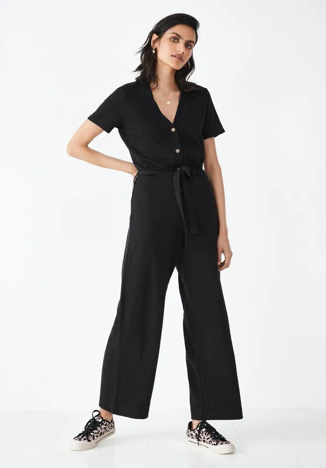 Hush Jumpsuits Women VNeck Jersey Jumpsuit Black