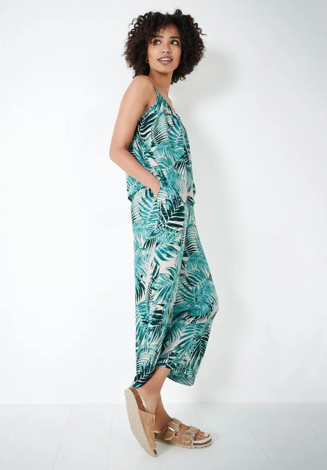 Hush Pyjamas and Nightwear Women Aoife Printed Cami Pyjamas Palm Leavesgreen