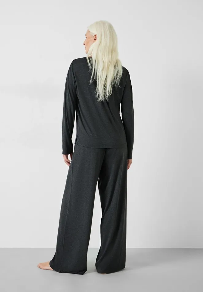 Hush Pyjamas and Nightwear Women Elmir Henley Jersey Pyjamas Charcoal Marl