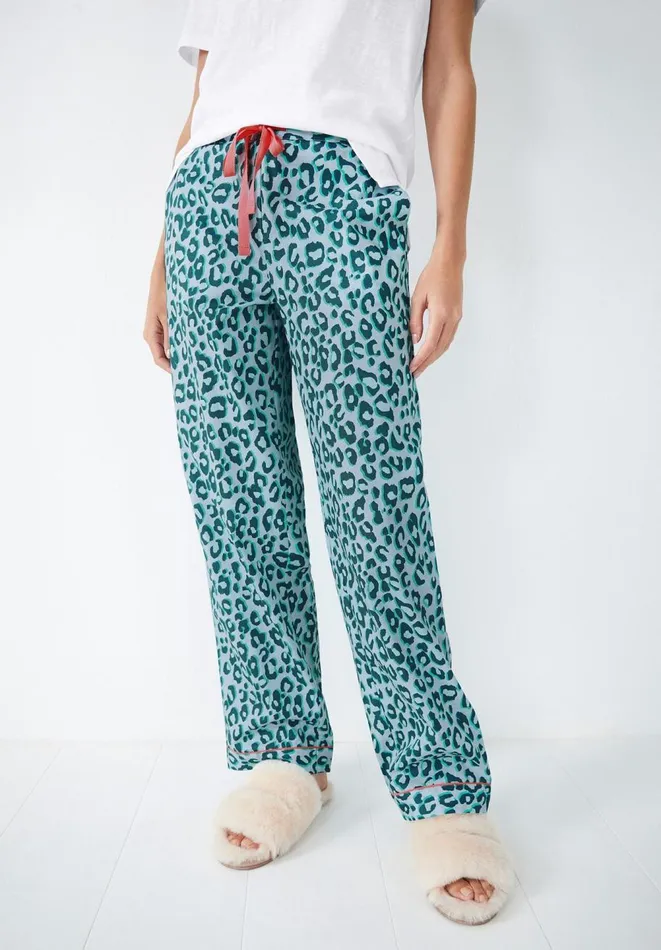 Hush Pyjamas and Nightwear Women Isla Printed Cotton PJ Trousers Leopard Shadow Bluegreen Hush Pyjamas and Nightwear Women Isla Printed Cotton PJ Trousers Leopard Shadow Bluegreen