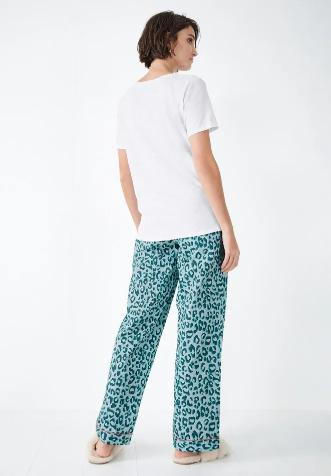 Hush Pyjamas and Nightwear Women Isla Printed Cotton PJ Trousers Leopard Shadow Bluegreen Hush Pyjamas and Nightwear Women Isla Printed Cotton PJ Trousers Leopard Shadow Bluegreen
