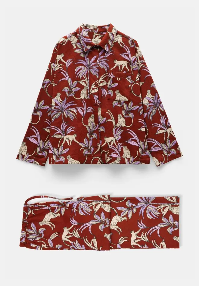 Hush Pyjamas and Nightwear Women Sadie Cotton Flannel Pyjamas Jungle Monkeys Bricklilac Hush Pyjamas and Nightwear Women Sadie Cotton Flannel Pyjamas Jungle Monkeys Bricklilac