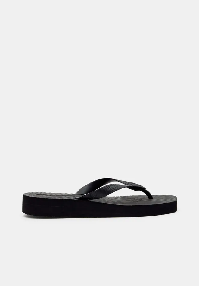 Hush Sandals Women Sleepers Platform Flip Flops Black