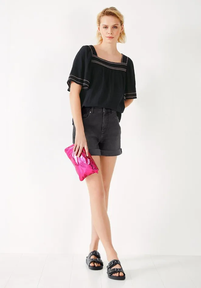 Hush Shirts and Blouses Women Abbie Embroidered Top Black