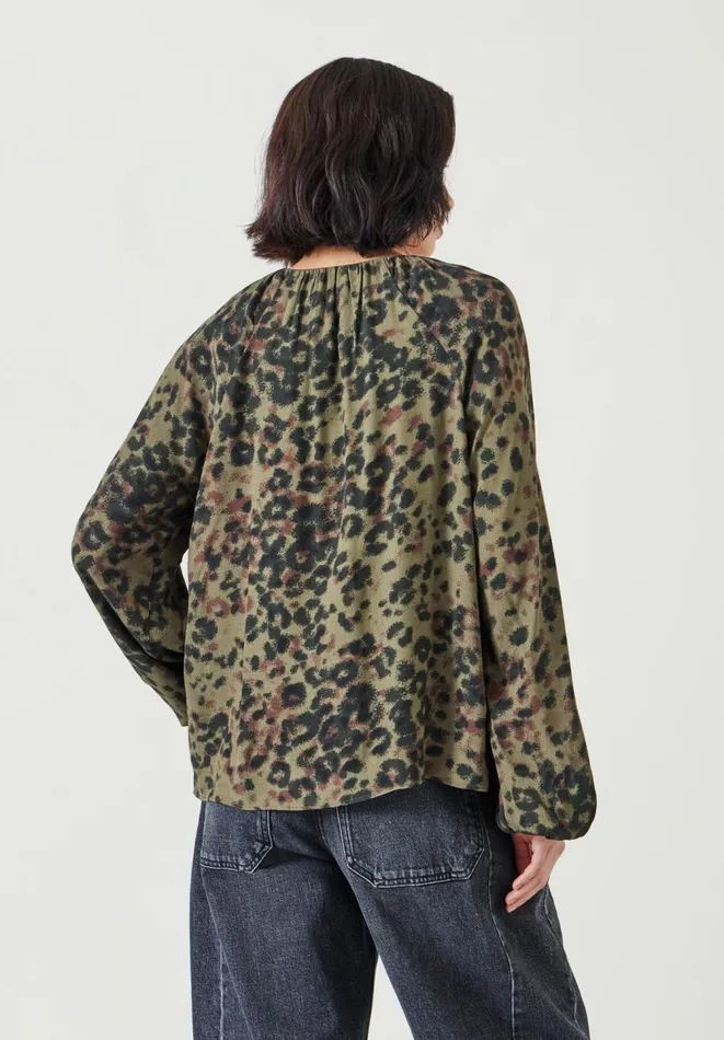 Hush Shirts and Blouses Women Elise VNeck Printed Blouse Khaki Animal Hush Shirts and Blouses Women Elise VNeck Printed Blouse Khaki Animal