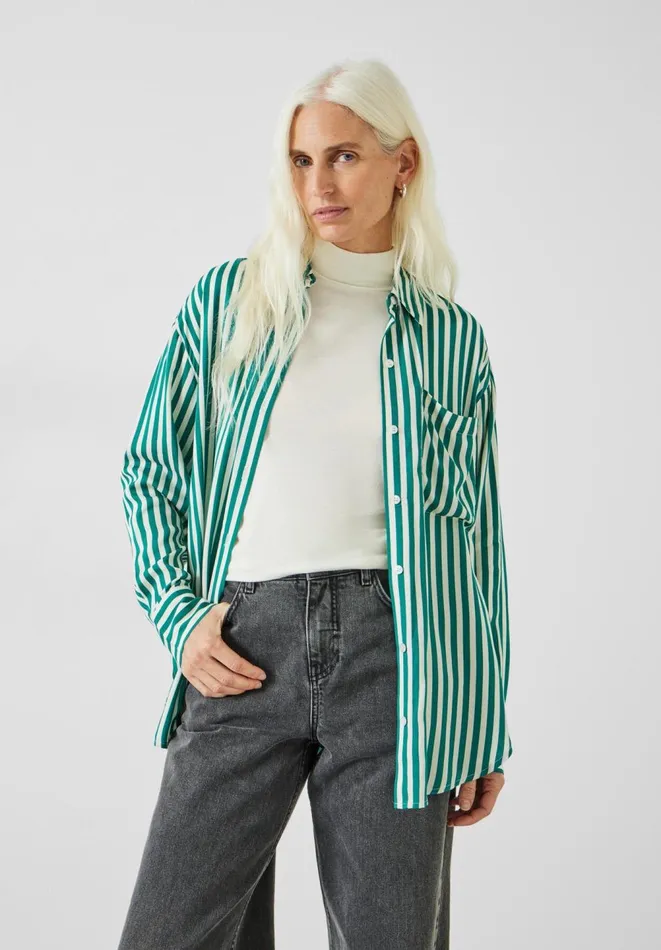 Hush Shirts and Blouses Women Emely Oversized Stripe Fluid Shirt Stripe Green