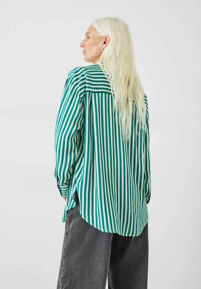 Hush Shirts and Blouses Women Emely Oversized Stripe Fluid Shirt Stripe Green Hush Shirts and Blouses Women Emely Oversized Stripe Fluid Shirt Stripe Green