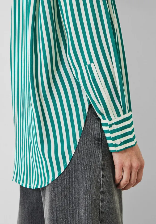 Hush Shirts and Blouses Women Emely Oversized Stripe Fluid Shirt Stripe Green Hush Shirts and Blouses Women Emely Oversized Stripe Fluid Shirt Stripe Green