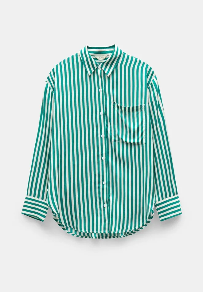 Hush Shirts and Blouses Women Emely Oversized Stripe Fluid Shirt Stripe Green Hush Shirts and Blouses Women Emely Oversized Stripe Fluid Shirt Stripe Green