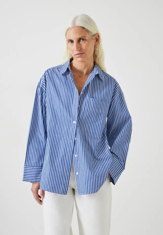 Hush Shirts and Blouses Women Indy Oversized Stripe Shirt Bluewhite Stripe