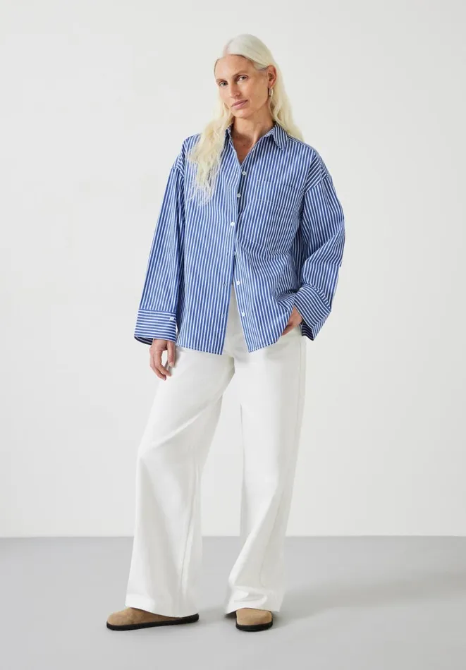 Hush Shirts and Blouses Women Indy Oversized Stripe Shirt Bluewhite Stripe