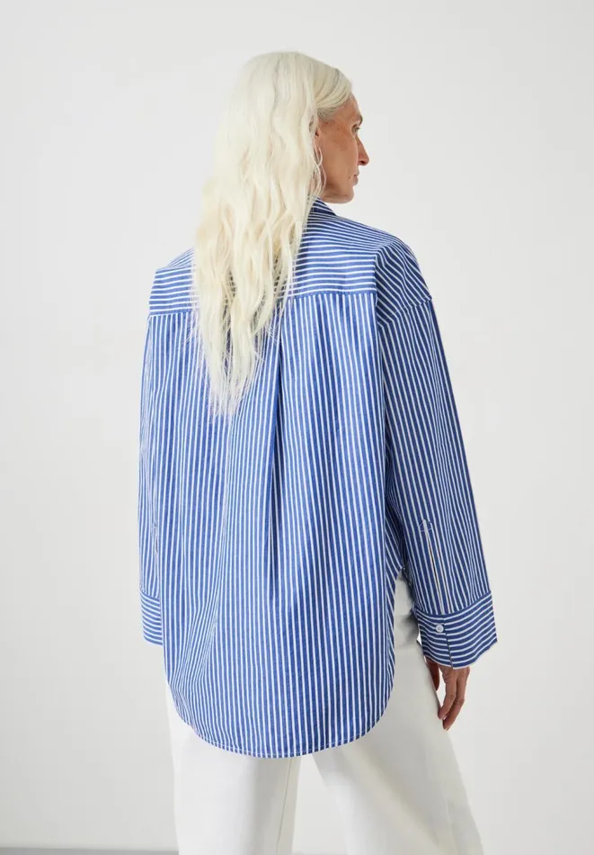 Hush Shirts and Blouses Women Indy Oversized Stripe Shirt Bluewhite Stripe