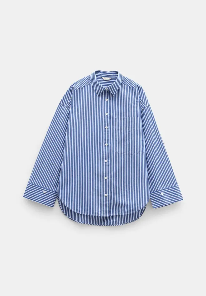 Hush Shirts and Blouses Women Indy Oversized Stripe Shirt Bluewhite Stripe