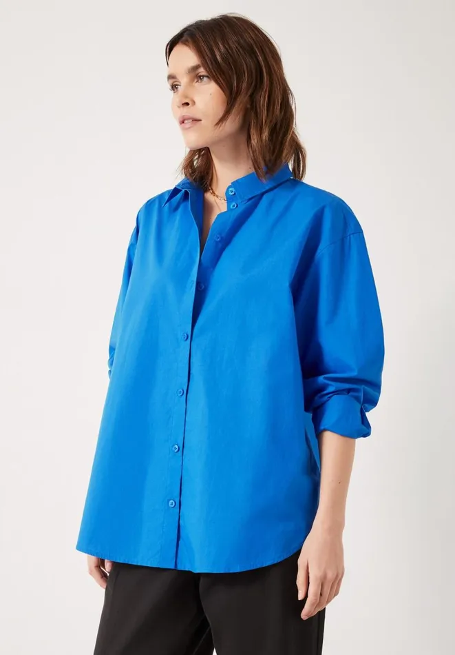 Hush Shirts and Blouses Women Pia Oversized Cotton Shirt Vivid Blue