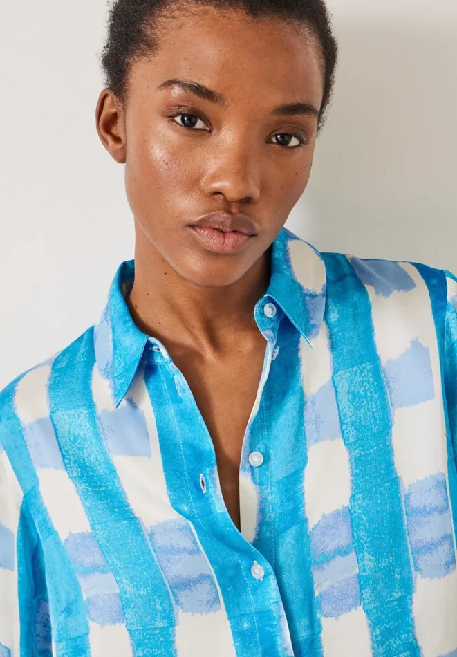 Hush Shirts and Blouses Women Rita Watercolour Check Shirt Watercolour Gingham Blue Hush Shirts and Blouses Women Rita Watercolour Check Shirt Watercolour Gingham Blue