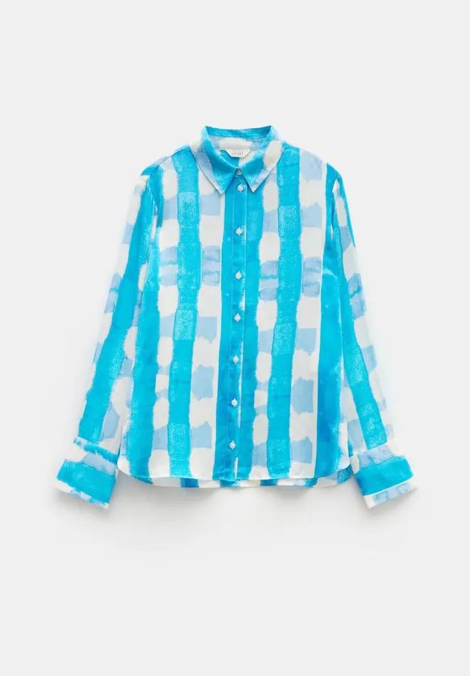Hush Shirts and Blouses Women Rita Watercolour Check Shirt Watercolour Gingham Blue Hush Shirts and Blouses Women Rita Watercolour Check Shirt Watercolour Gingham Blue