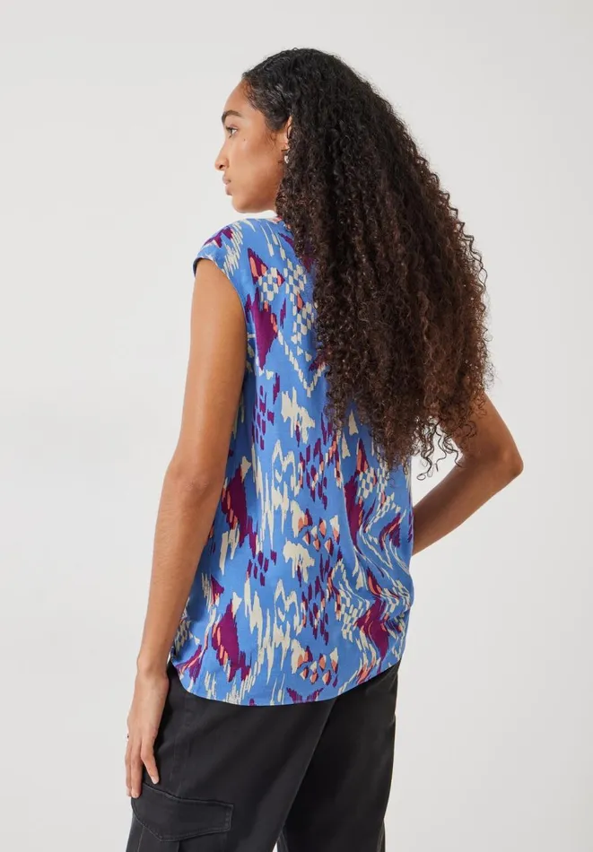 Hush Shirts and Blouses Women Sienna CutOut Detail Top Irregular Ikat Blue Hush Shirts and Blouses Women Sienna CutOut Detail Top Irregular Ikat Blue